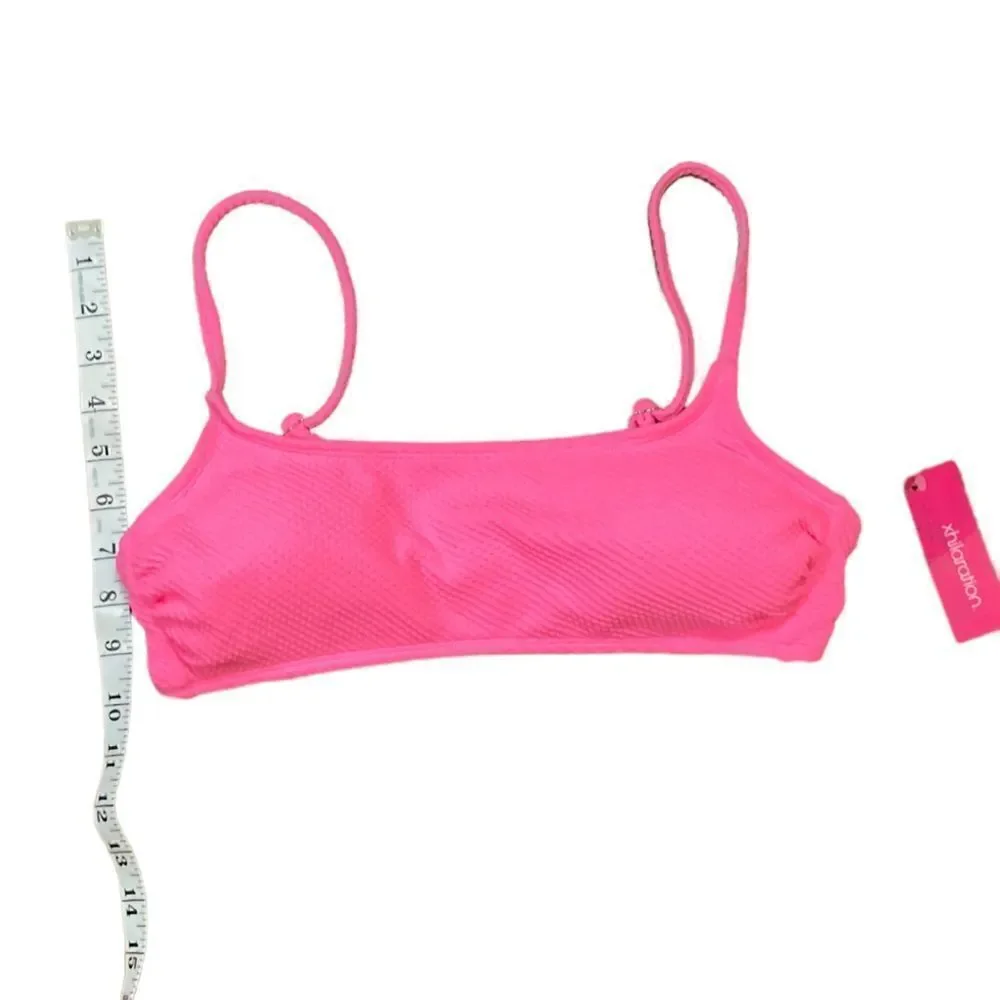 Xhilaration Hot Pink Textured Swim Top, Size L (8-10), NWT‎